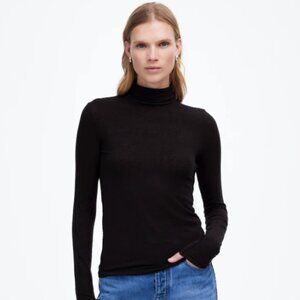 NWT Madewell Wool-Blend Turtleneck Long-Sleeve Tee - Jet Black - Size L